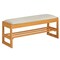 Rubber wood 2-Tier Shoe Rack Bench with Hidden Flip-Open Storage